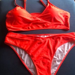 Stand out in a tangerine, beautiful, bright, two piece bikini for my curve,